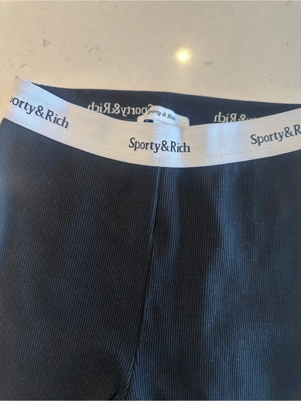 SPORTY & RICH SERIF LOGO RIBBED BIKER SHORTS - Picture 5 of 6